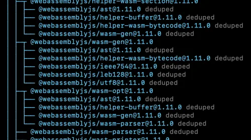Árbol de dependencias npm que ilustra la complejidad de gestión de versiones en arquitecturas de micro-frontends