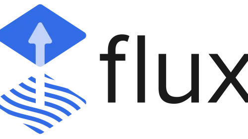 Logotipo oficial de Flux CD, el proyecto CNCF de GitOps para Kubernetes comparado con ArgoCD en filosofía, multi-tenancy y automatización de imágenes