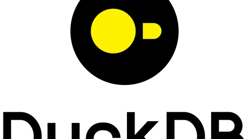 Logo oficial de DuckDB con su característico pato amarillo, el motor analítico embebido que lee Parquet y CSV directamente sin servidor