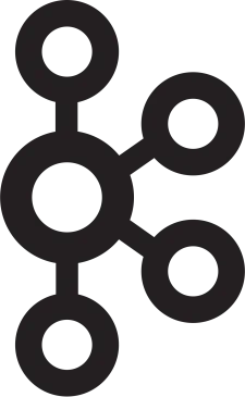 Logotipo oficial de Apache Kafka, plataforma distribuida de streaming de eventos cuyo modo KRaft elimina la dependencia de ZooKeeper en la versión 4.0