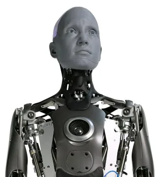 Robot humanoide Ameca en exhibición, ilustración del estado de la robótica humanoide empresarial cuando fabricantes como Figure, Agility y Apptronik empezaron a desplegar unidades en naves de producción y almacenes