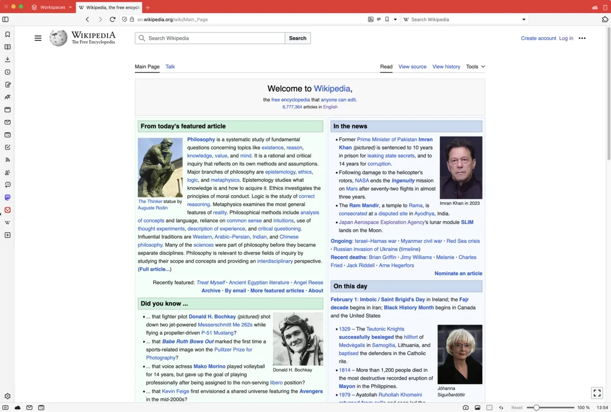 Vivaldi UI screenshot on macOS, Chromium browser built for power users: maximum customisation, advanced tab management (st…