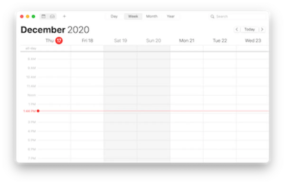 Calendar (Apple) UI screenshot on macOS, Built-in calendar for macOS, iOS, iPadOS and watchOS: supports iCloud, Google, Exchange an…