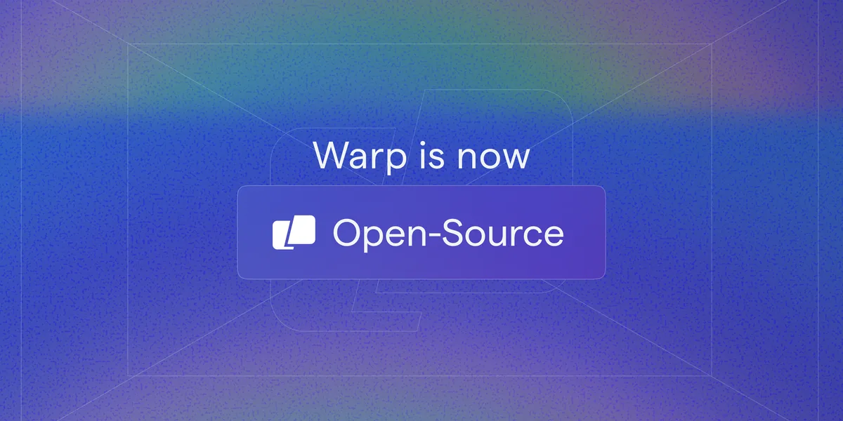 Warp UI screenshot on macOS, Modern terminal built in Rust with block-based UI, AI autocomplete and agents that can gen…